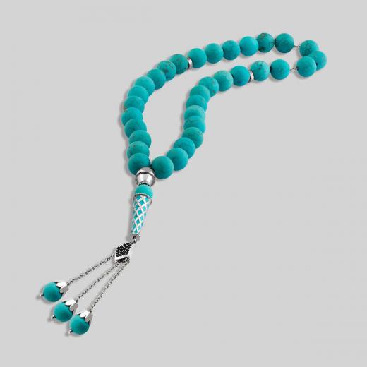 Natural Stone Turquoise Worry Beads 925 Sterling Silver