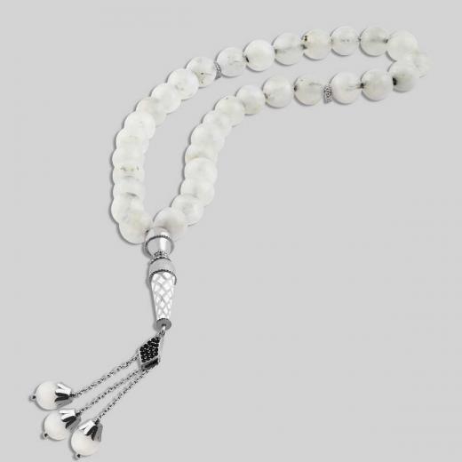 Natural Stone Moonstone Worry Beads 925 Sterling Silver