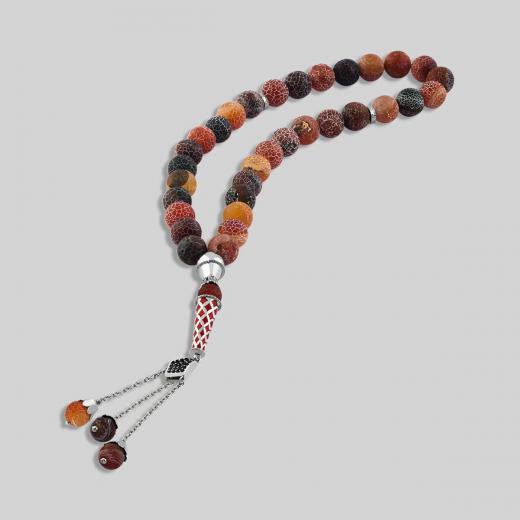 Natural Stone Agathe Worry Beads 925 Sterling Silver