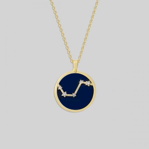 Silver Necklace Zodiac Collection Aries Sign Lapis Stone 925 Sterling