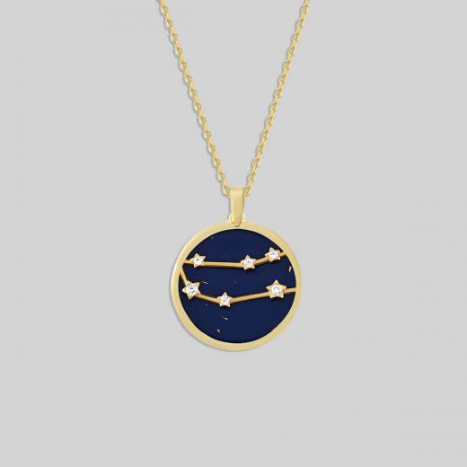 Silver Necklace Zodiac Collection Gemini Sign Lapis Stone 925 Sterling
